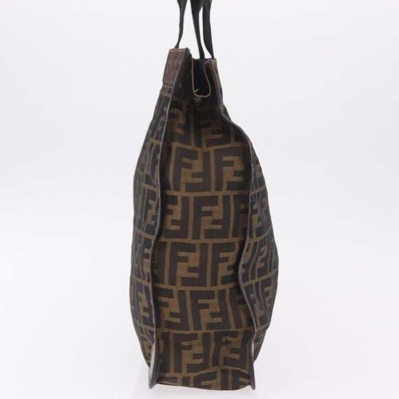FENDI Zucca Canvas Hand Bag Black Brown Auth 210283