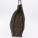 FENDI Zucca Canvas Hand Bag Black Brown Auth 210283-5