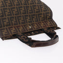 FENDI Zucca Canvas Hand Bag Black Brown Auth 210283-6