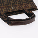 FENDI Zucca Canvas Hand Bag Black Brown Auth 210283-7