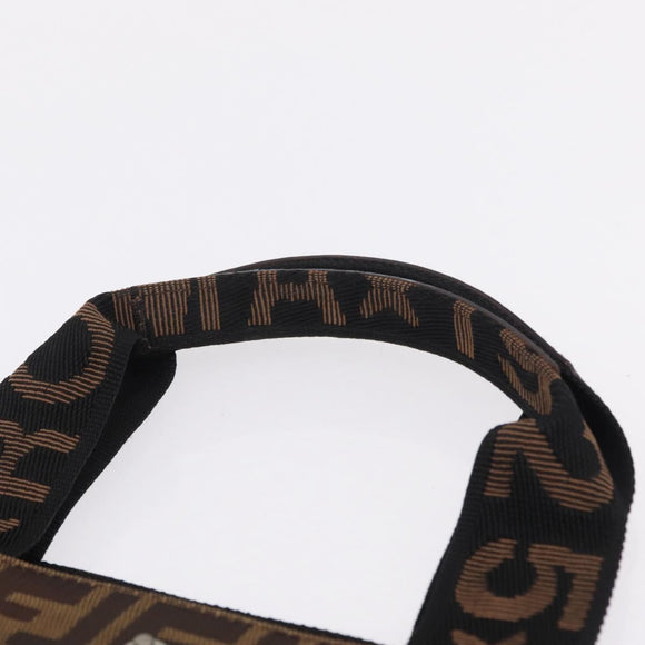 FENDI Zucca Canvas Hand Bag Black Brown Auth 210283