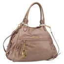 Miu Miu Matelasse Hand Bag Vitellolux 2way Pink Gold Auth 210286A-1