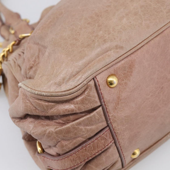 Miu Miu Matelasse Hand Bag Vitellolux 2way Pink Gold Auth 210286A
