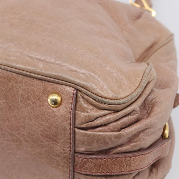 Miu Miu Matelasse Hand Bag Vitellolux 2way Pink Gold Auth 210286A