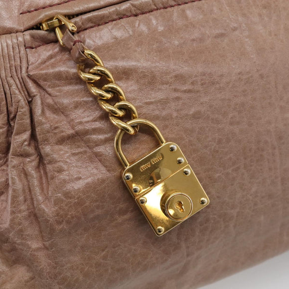 Miu Miu Matelasse Hand Bag Vitellolux 2way Pink Gold Auth 210286A