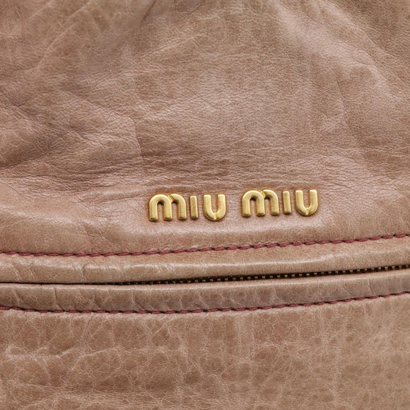 Miu Miu Matelasse Hand Bag Vitellolux 2way Pink Gold Auth 210286A