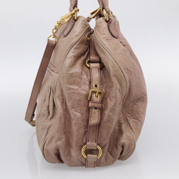 Miu Miu Matelasse Hand Bag Vitellolux 2way Pink Gold Auth 210286A