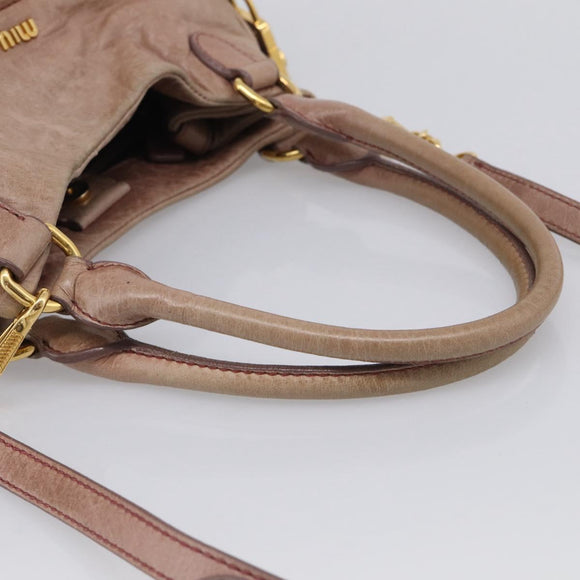 Miu Miu Matelasse Hand Bag Vitellolux 2way Pink Gold Auth 210286A