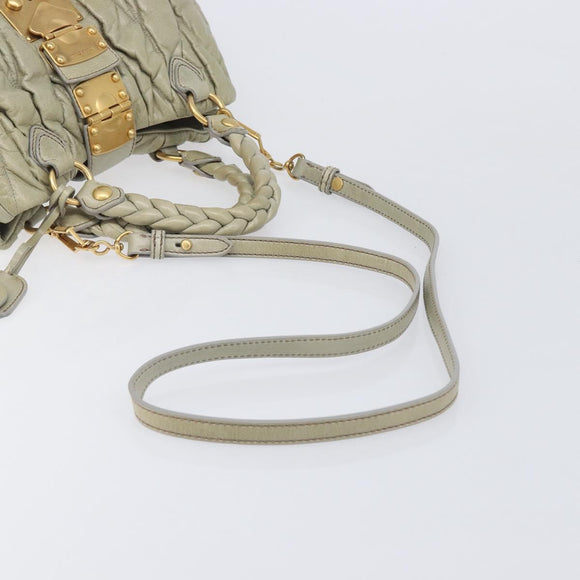 Miu Miu Matelasse Hand Bag Vitellolux 2way Beige Gold Auth 210290A