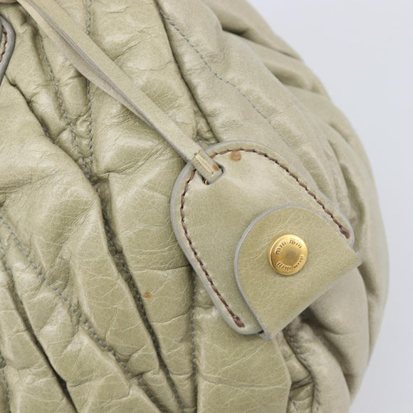 Miu Miu Matelasse Hand Bag Vitellolux 2way Beige Gold Auth 210290A