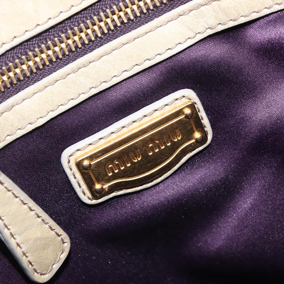 Miu Miu Matelasse Hand Bag Vitellolux 2way Beige Gold Auth 210290A