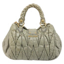 Miu Miu Matelasse Hand Bag Vitellolux 2way Beige Gold Auth 210290A-3