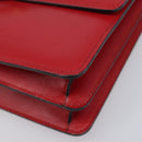 CELINE Hand Bag Leather Red Gold Auth 210292-10