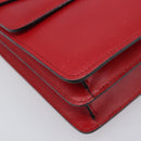 CELINE Hand Bag Leather Red Gold Auth 210292-11