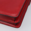 CELINE Hand Bag Leather Red Gold Auth 210292-12