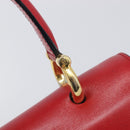 CELINE Hand Bag Leather Red Gold Auth 210292-15