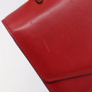 CELINE Hand Bag Leather Red Gold Auth 210292-16