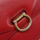 CELINE Hand Bag Leather Red Gold Auth 210292-17