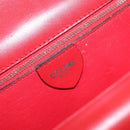 CELINE Hand Bag Leather Red Gold Auth 210292-19