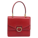 CELINE Hand Bag Leather Red Gold Auth 210292-2