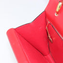 CELINE Hand Bag Leather Red Gold Auth 210292-22