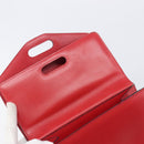 CELINE Hand Bag Leather Red Gold Auth 210292-25