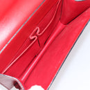 CELINE Hand Bag Leather Red Gold Auth 210292-26
