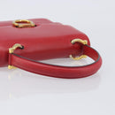 CELINE Hand Bag Leather Red Gold Auth 210292-7