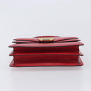 CELINE Hand Bag Leather Red Gold Auth 210292-9