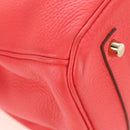 HERMES Birkin 35 Hand Bag Taurillon ClemenceLeather Red Gold Auth 210295SM-10