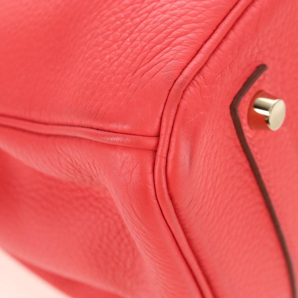 HERMES Birkin 35 Hand Bag Taurillon ClemenceLeather Red Gold Auth 210295SM