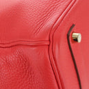 HERMES Birkin 35 Hand Bag Taurillon ClemenceLeather Red Gold Auth 210295SM-12