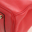 HERMES Birkin 35 Hand Bag Taurillon ClemenceLeather Red Gold Auth 210295SM-13
