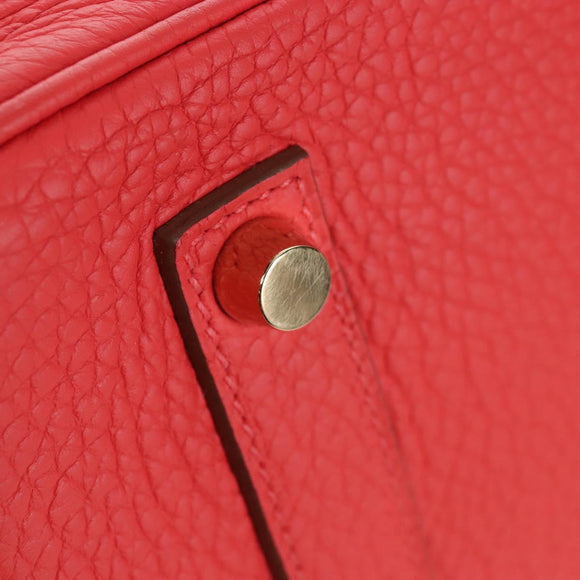 HERMES Birkin 35 Hand Bag Taurillon ClemenceLeather Red Gold Auth 210295SM