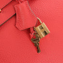 HERMES Birkin 35 Hand Bag Taurillon ClemenceLeather Red Gold Auth 210295SM-18