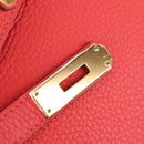 HERMES Birkin 35 Hand Bag Taurillon ClemenceLeather Red Gold Auth 210295SM-19