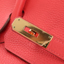 HERMES Birkin 35 Hand Bag Taurillon ClemenceLeather Red Gold Auth 210295SM-20