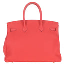 HERMES Birkin 35 Hand Bag Taurillon ClemenceLeather Red Gold Auth 210295SM-3