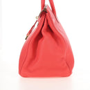 HERMES Birkin 35 Hand Bag Taurillon ClemenceLeather Red Gold Auth 210295SM-4