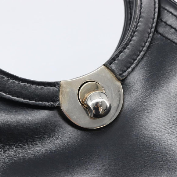 LOEWE Hand Bag Leather Black Auth 210296