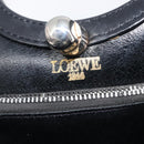 LOEWE Hand Bag Leather Black Auth 210296-16