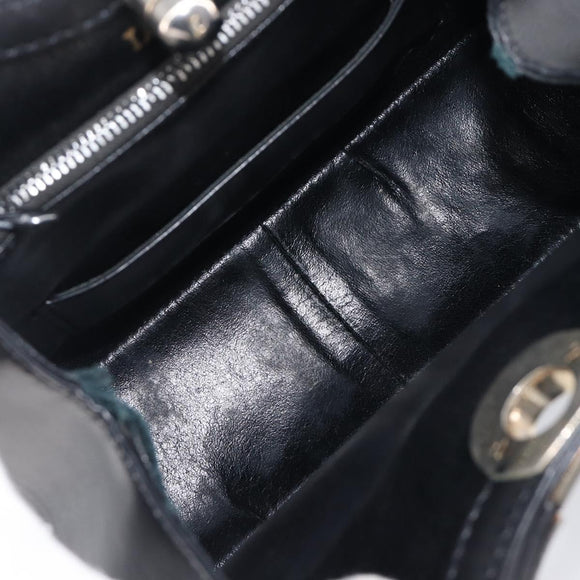 LOEWE Hand Bag Leather Black Auth 210296