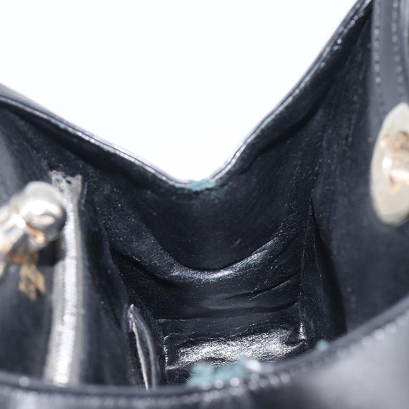 LOEWE Hand Bag Leather Black Auth 210296