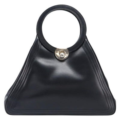 LOEWE Hand Bag Leather Black Auth 210296 - 0