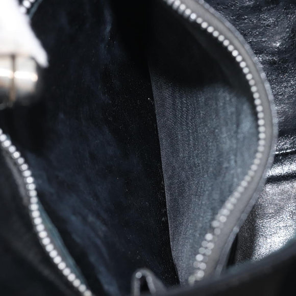 LOEWE Hand Bag Leather Black Auth 210296