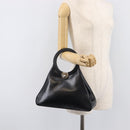 LOEWE Hand Bag Leather Black Auth 210296-24