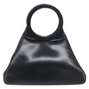 LOEWE Hand Bag Leather Black Auth 210296-3