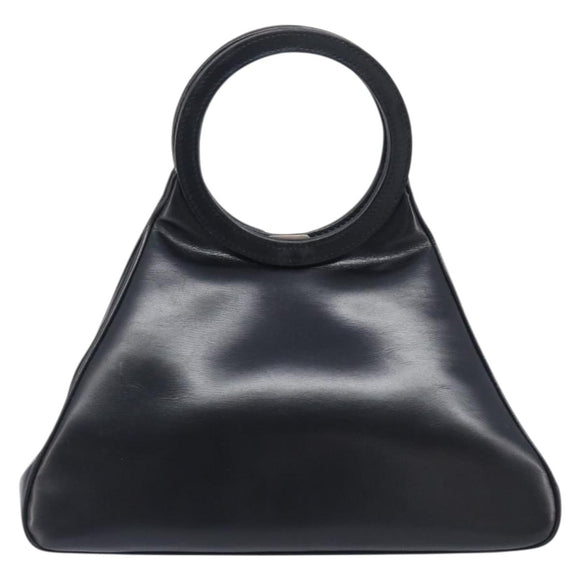 LOEWE Hand Bag Leather Black Auth 210296