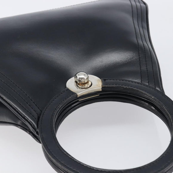 LOEWE Hand Bag Leather Black Auth 210296