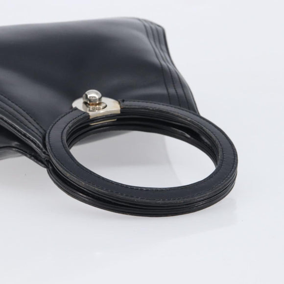 LOEWE Hand Bag Leather Black Auth 210296